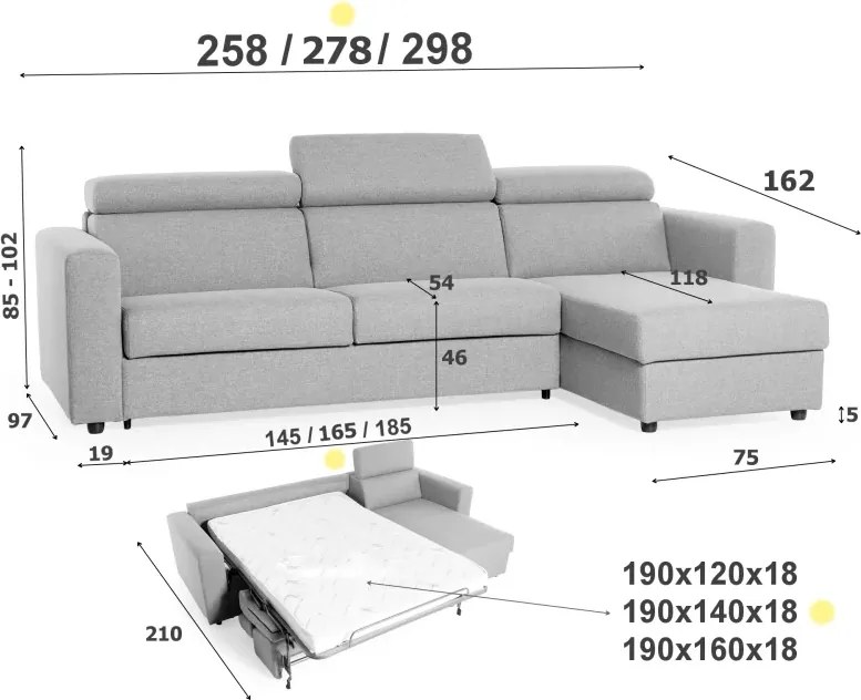 Rohová sedacia súprava na každodenné spanie TAVOLA rozkladacia, sivá (penelope 22), 140