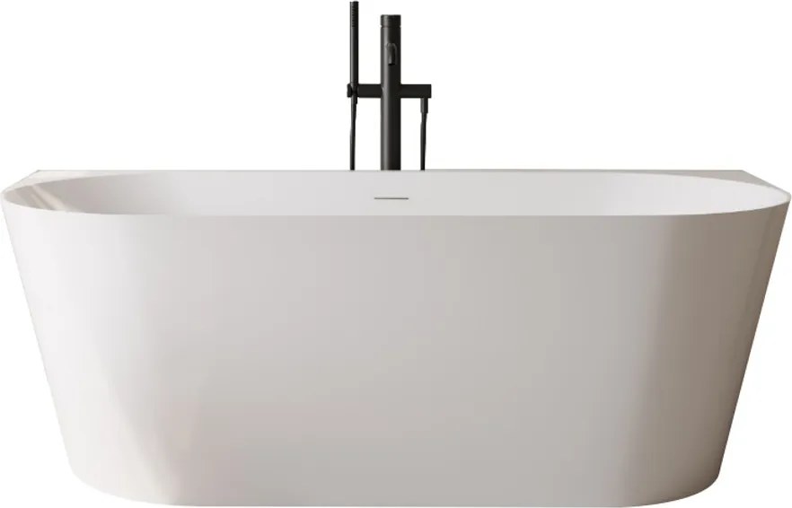 Erga Norah Slim, voľne stojaca vaňa ku stene 150x75 cm + odtoková zátka, biela lesklá, ERG-NORAH-SLIM-150075-WH-WH