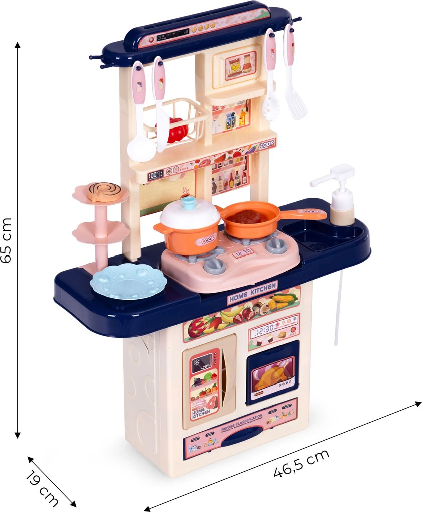 Detská kuchynka s LED a zvukmi, drez s tečúcou vodou, 10 doplnkov 3+