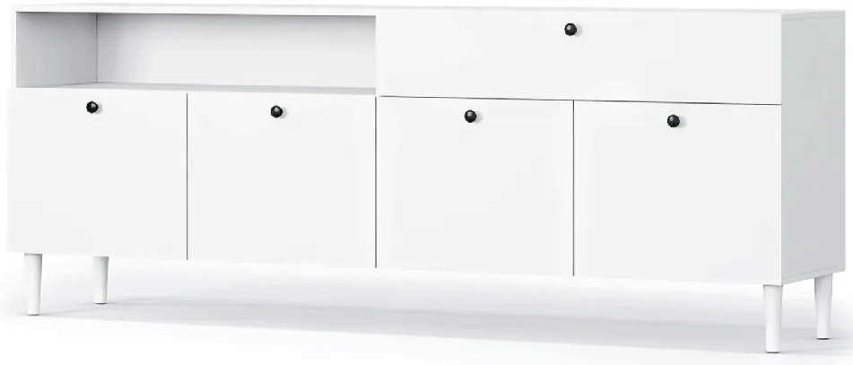 Komoda so skrinkami a zásuvkou DULLUM 200x75cm, biela