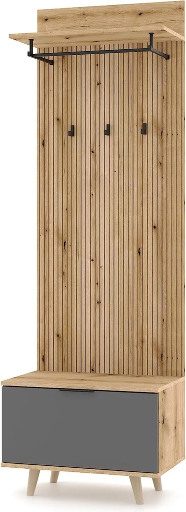 Predsieňová stena Nordic 65 cm dub Evoke/grafit