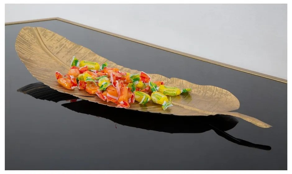 Dekorácia v zlatej farbe Mauro Ferretti Leaf, 55,5 × 18 cm