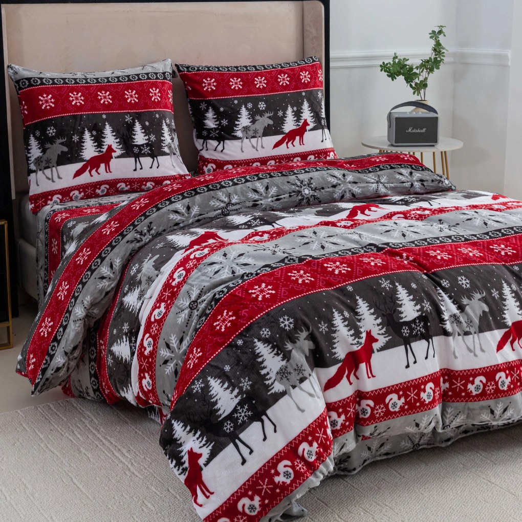 Mikroplyšové obliečky SNOWY FOREST sivé Rozmer obliečky: 70 x 90 cm | 140 x 200 cm