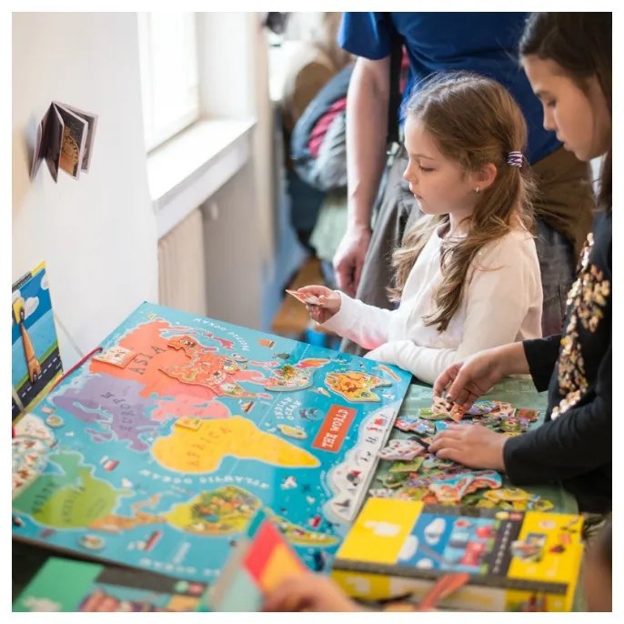 Magnetická mapa sveta - puzzle 92 magnetov - anglická verzia