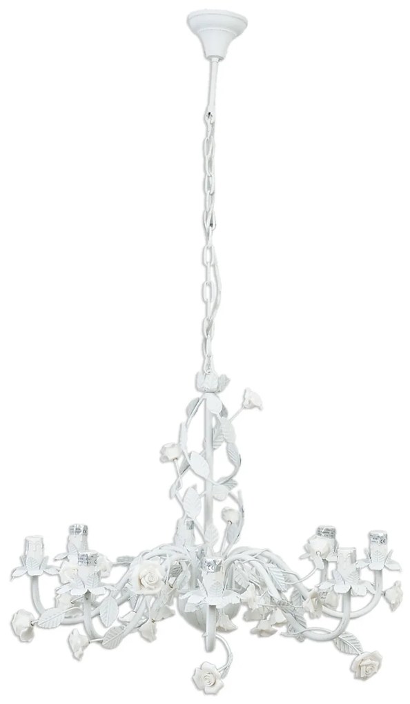 Vintage luster s bielymi ružičkami - Ø 75 * 50 cm 8x E14 / Max 60W