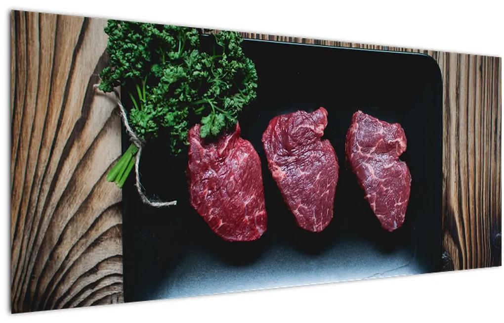 Obraz mäsa na tanieri (120x50 cm)