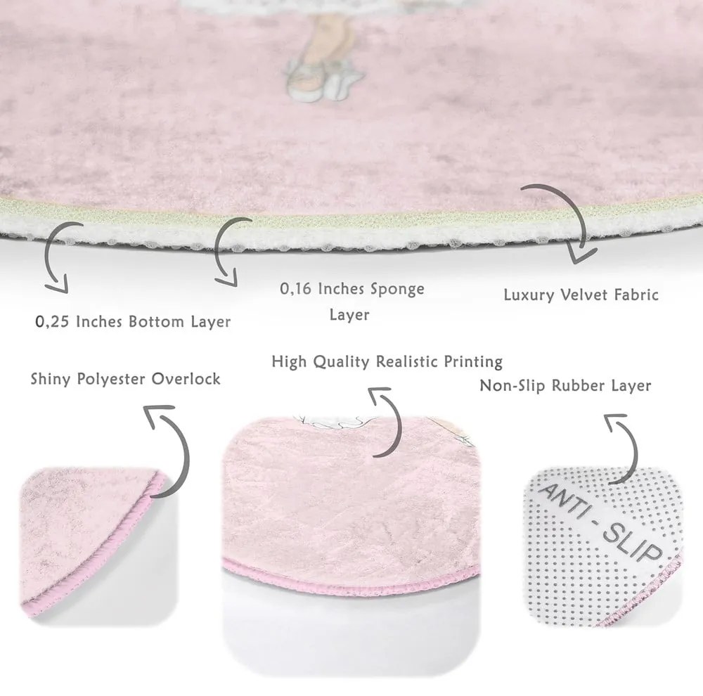 Ružový detský koberec ø 80 cm Comfort – Mila Home