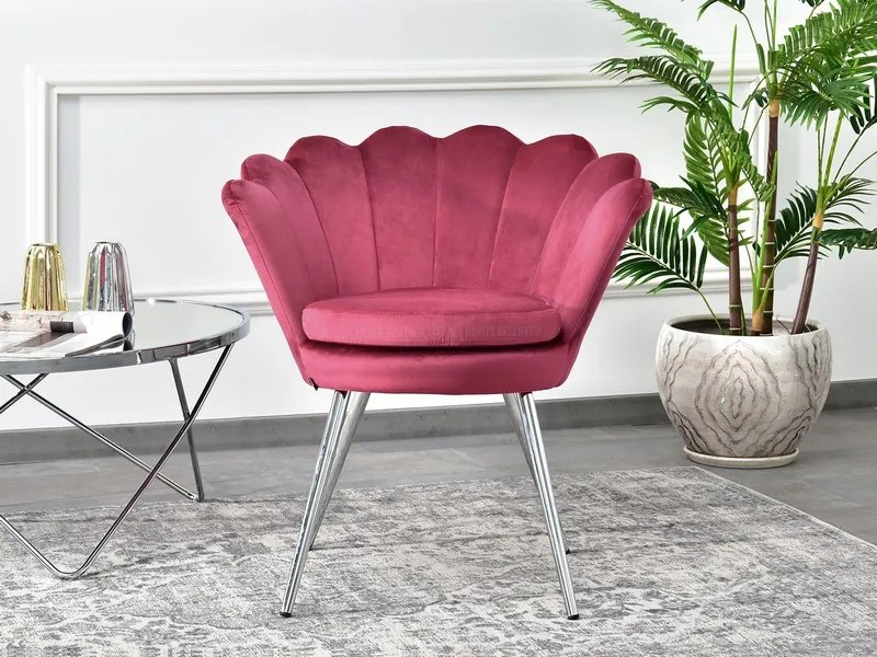 Kreslo Lasair (ružová + chrómová). Akcia -19%. Vlastná spoľahlivá doprava až k Vám domov. 1110158