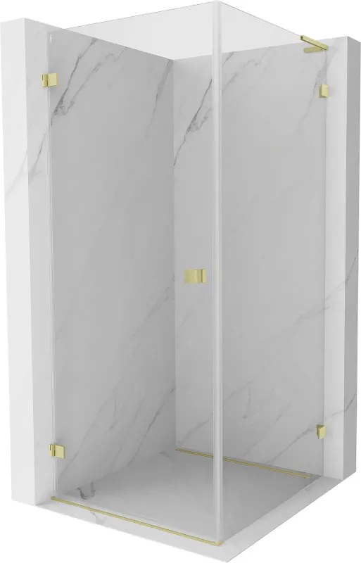 Mexen Lunar-B L sklápací sprchový kút ľavý 70 x 70 cm, číre sklo, zlatá matná, 832L-070-070-55-00-L