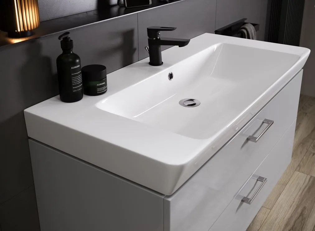Cersanit Mille Slim, súprava závesnej skrinky a umývadla 505x380x515 mm, šedá lesklá, S801-320-DSM