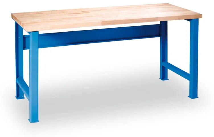 Dielenský pracovný stôl GD, buková škárovka, 1500 x 685 x 840 mm, modrá
