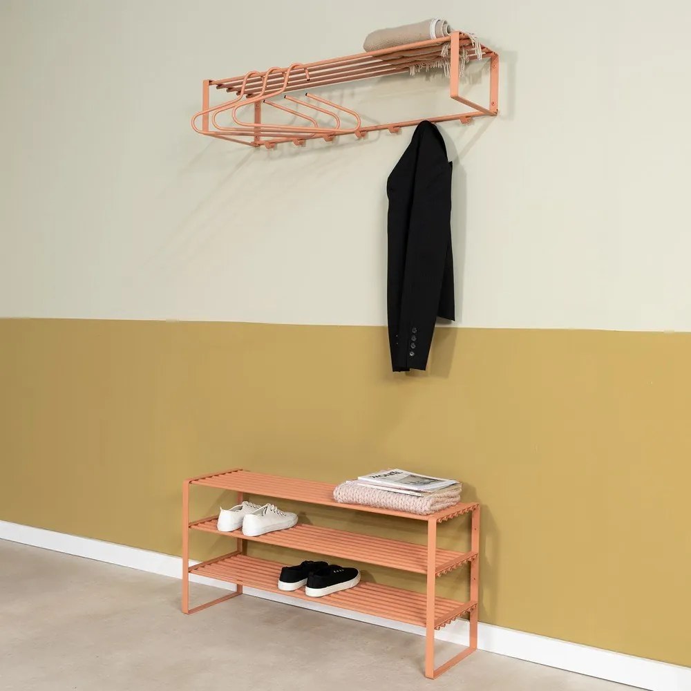 Oceľová skrinka na topánky v lososovej farbe 100x48,5x29 cm Rex – Spinder Design