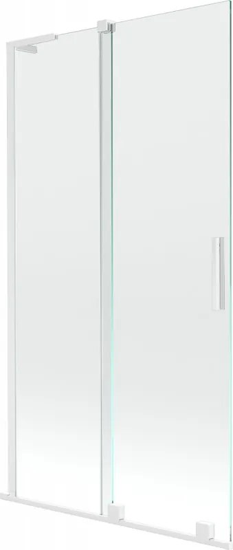 Mexen Velar L, 2-krídlová posuvná vaňová zástena 100 x 150 cm, 8mm číre sklo, biely profil, 896-100-003-01-20
