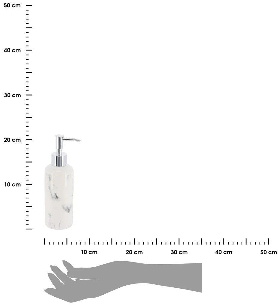 Dávkovač mydla Nardi Marble, biela/s chrómovými prvkami, 260 ml