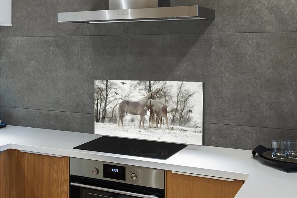 Nástenný panel  Zimný lesné jednorožce 100x50 cm