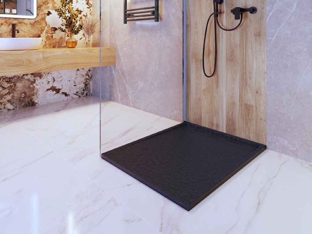 Gamma Erga Almac, SMC sprchová vanička 100 x 80 x 3 cm, čierna matná, ERG-GMA-AL-80100BK