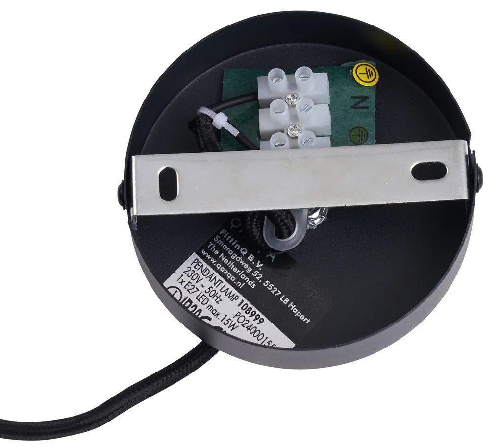 Retro závesné svietidlo čierne so zeleným sklom - Bizle