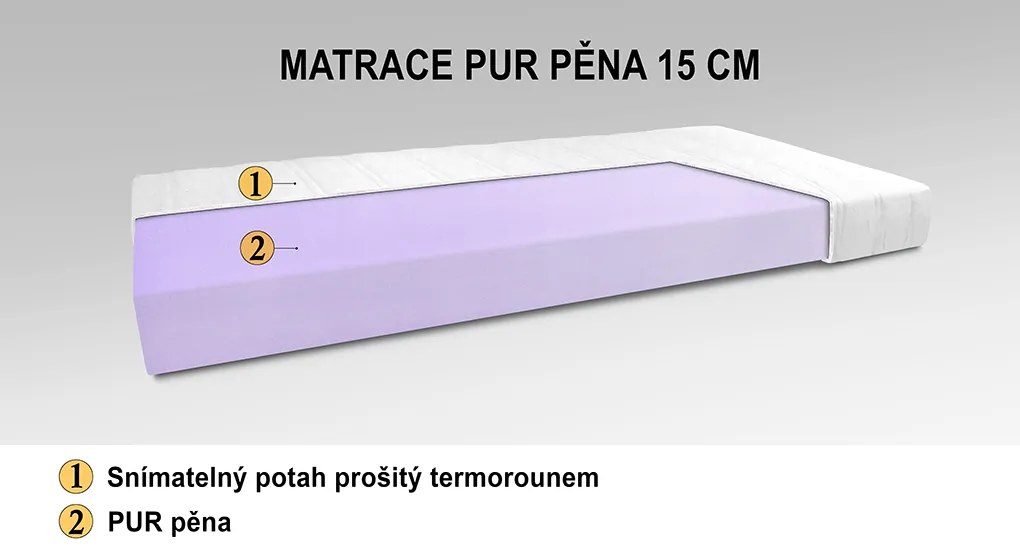 MATRAC PUR PENA 200X180X15 CM