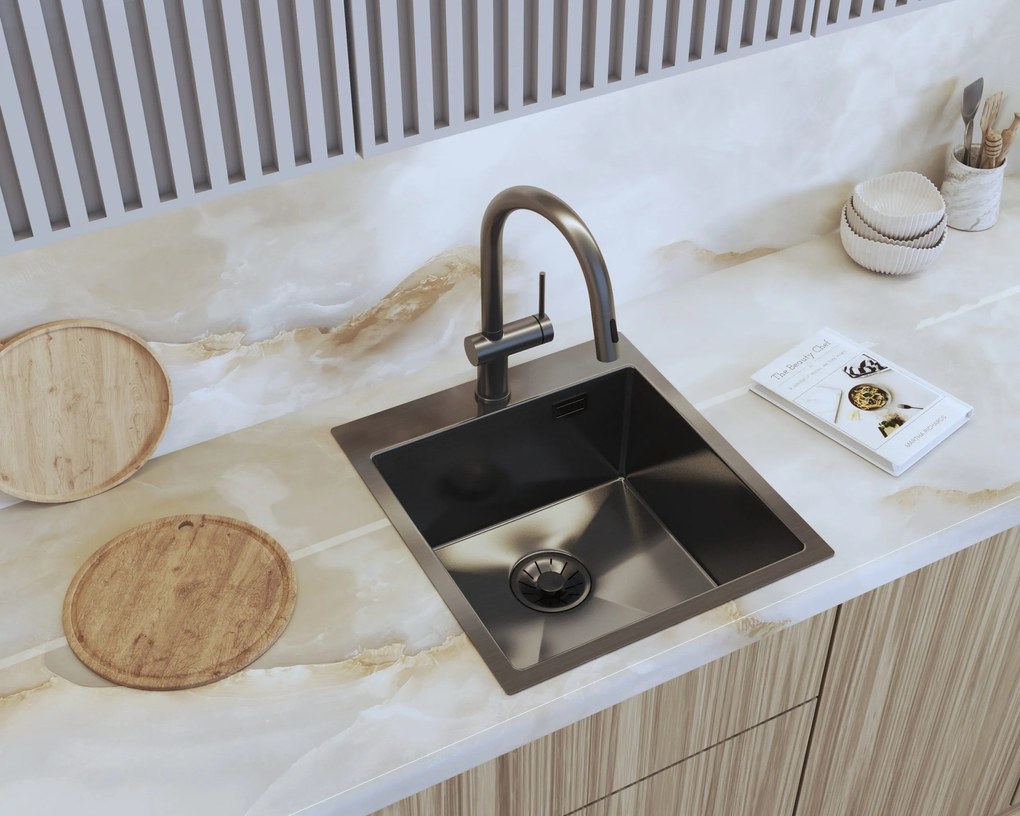 Gamma Gamma, 1-komorový nerezový drez 450x500x210 mm, grafitová, GMA-S4550-BK