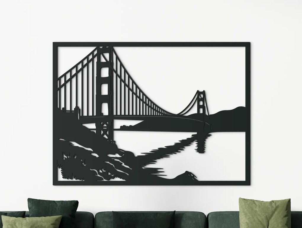 drevko Obraz Most Golden Gate, San Francisco Rozmer obrazu: 47,5 x 65 cm, Farba dekorácie: Čierna