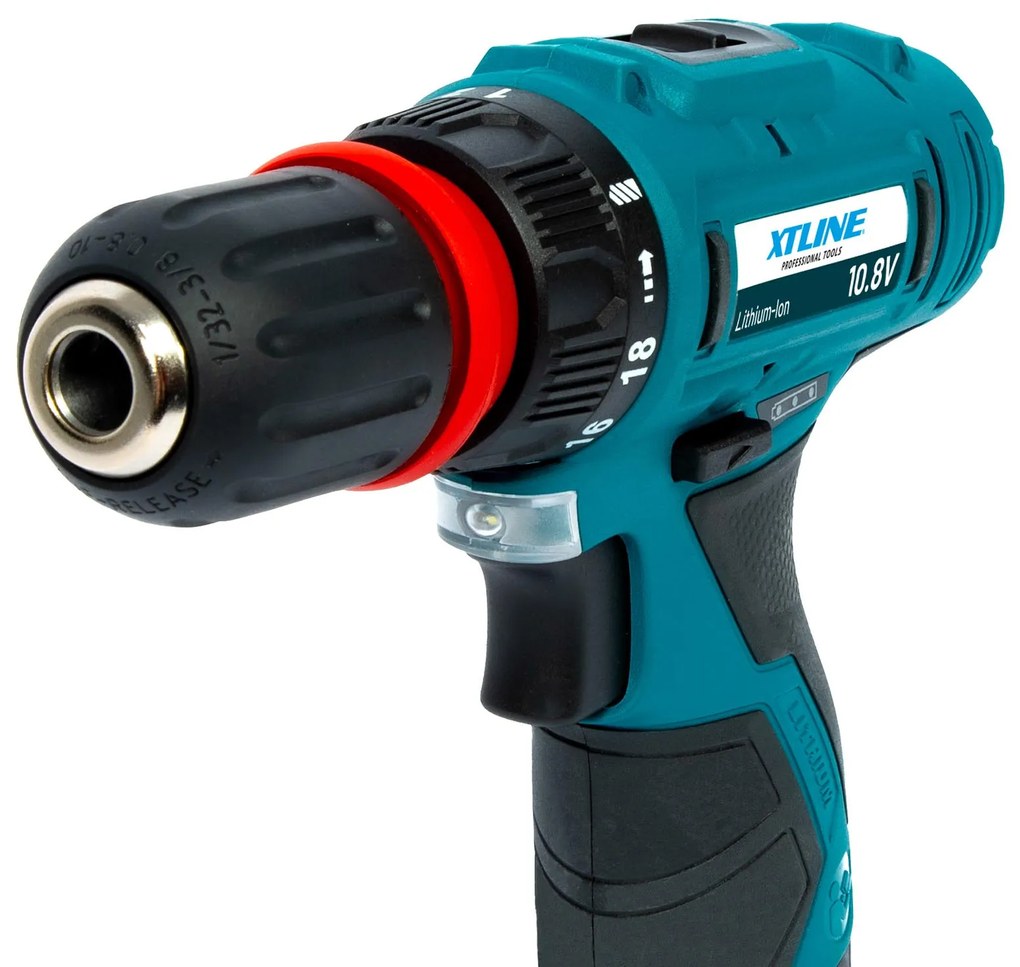 XTline Aku vŕtačka 10,8V a 2batérie a box a príslušenstvo 13 dielov