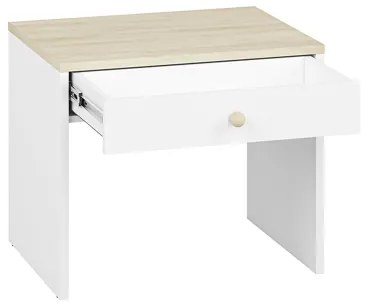 Nočný stolík BUBO 58x69 cm biela/svetlý buk