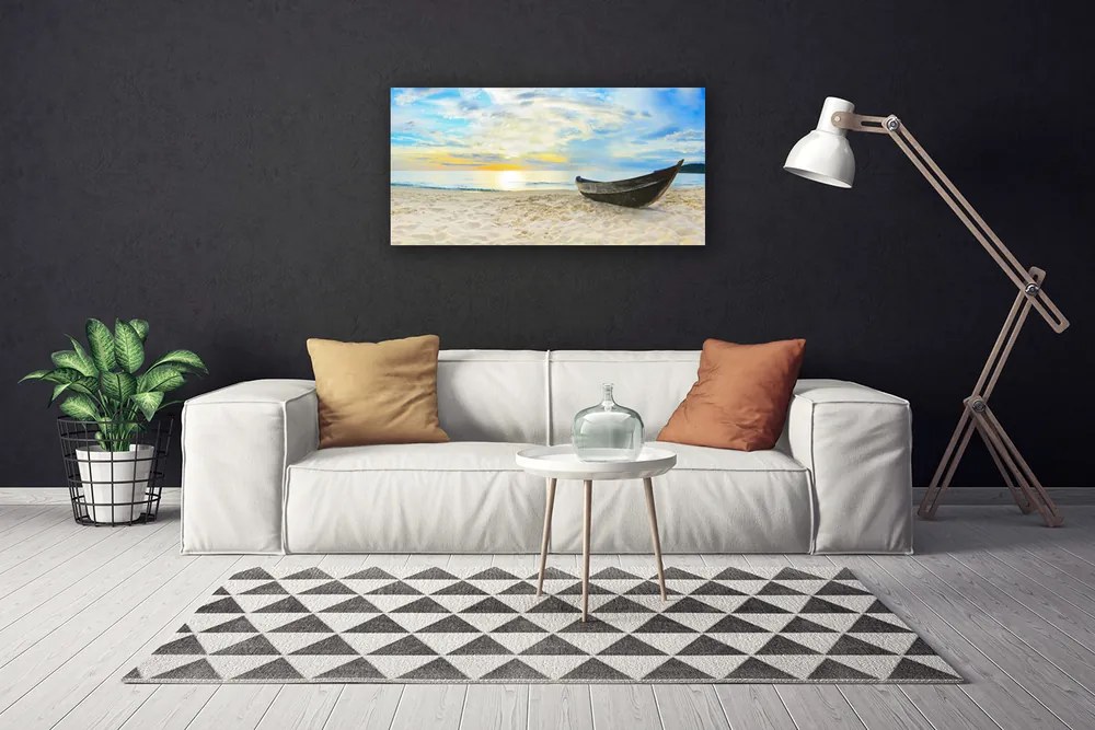 Obraz Canvas Szklane loďku plaża morze 125x50 cm