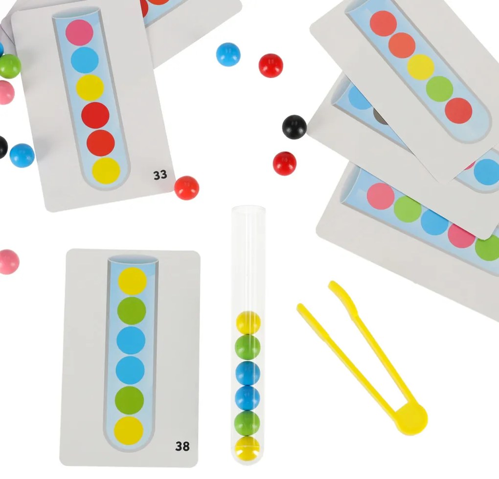 KIK Montessori vzdelávacie puzzle – farebné guličky, 66 dielov