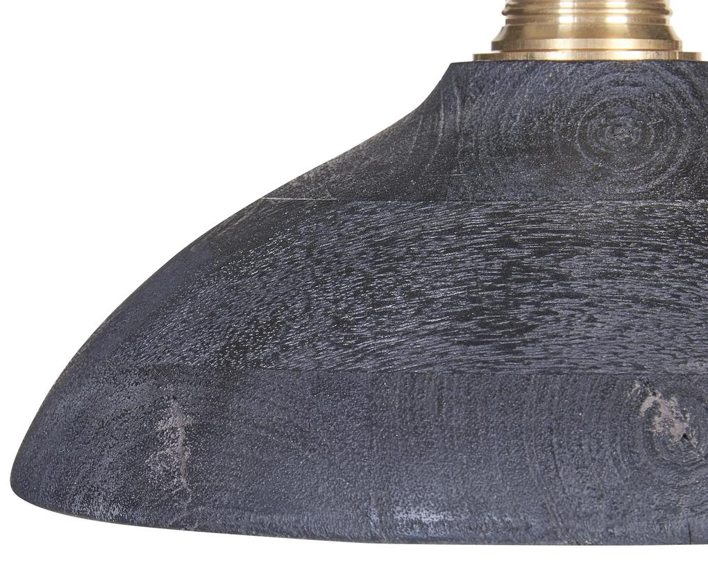 Závesná lampa s 2 tienidlami z mangového dreva čierna CHEYYAR Beliani