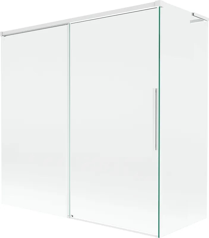 Mexen Rox, L posuvná 2-krídlová vaňová zástena 160 + 80 x 150 cm, 8mm číre sklo, biely profil, 8C9L-160-080-20-00