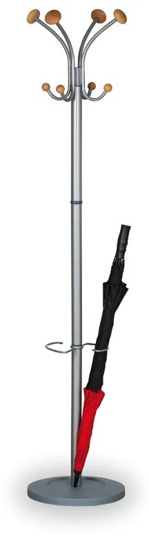 Stojanový vešiak na odevy, strieborný