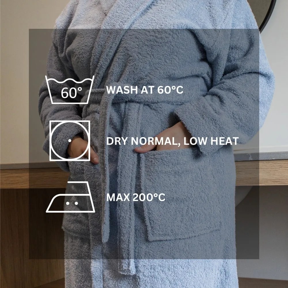 Modrý bavlnený župan veľkosť L/XL Lindu – Tiseco Home Studio