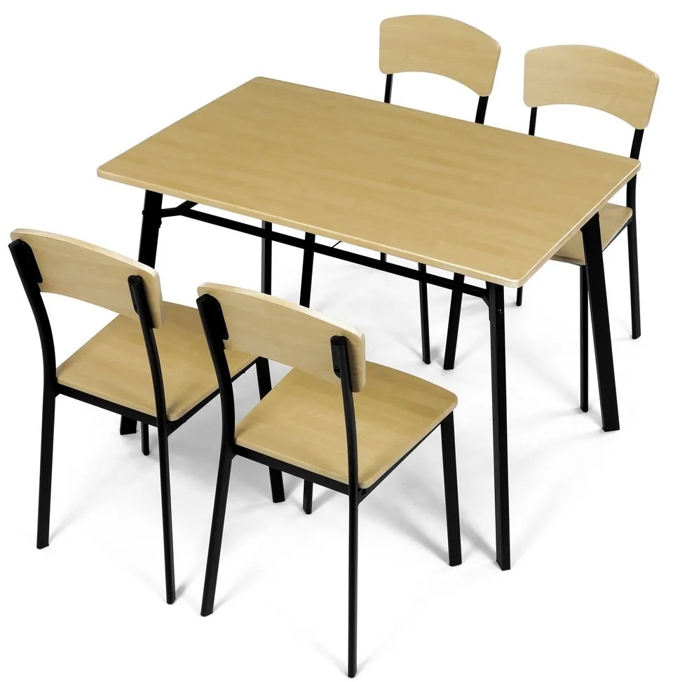 Jedálenský set Industrial so 4 stoličkami, 110 x70 x 76 cm, hnedý