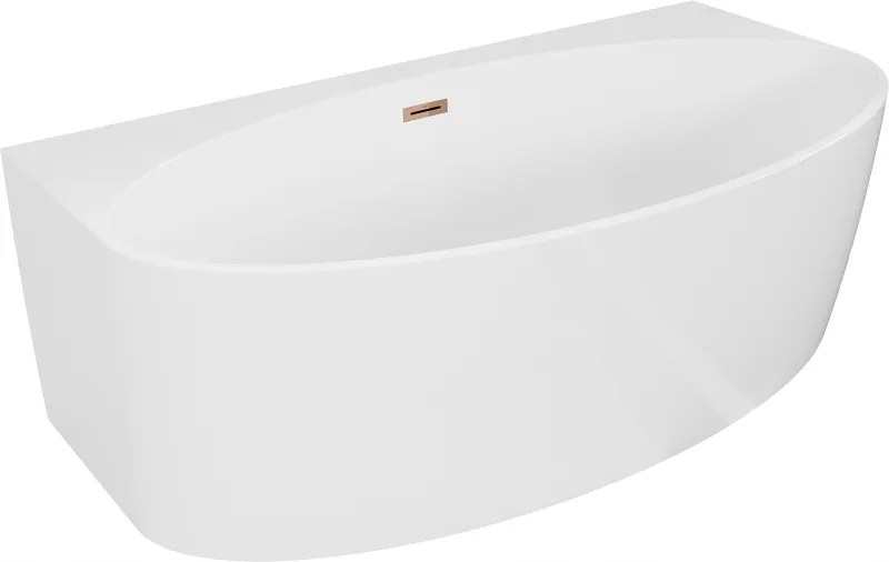 Mexen Bruna Oválna Vaňa 150x82cm Biela Lesk s Ružovým Zlato Prelivom