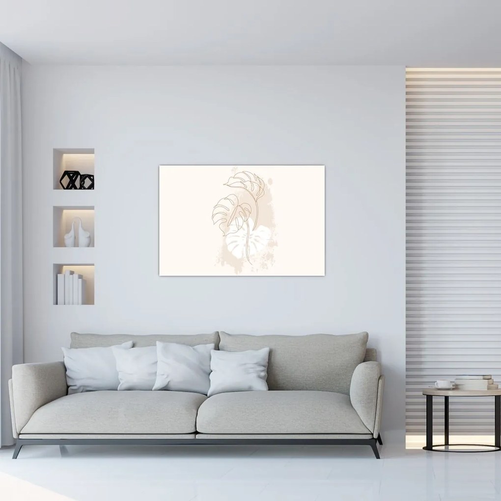 Obraz - Line art monstera N⁰1 (90x60 cm)