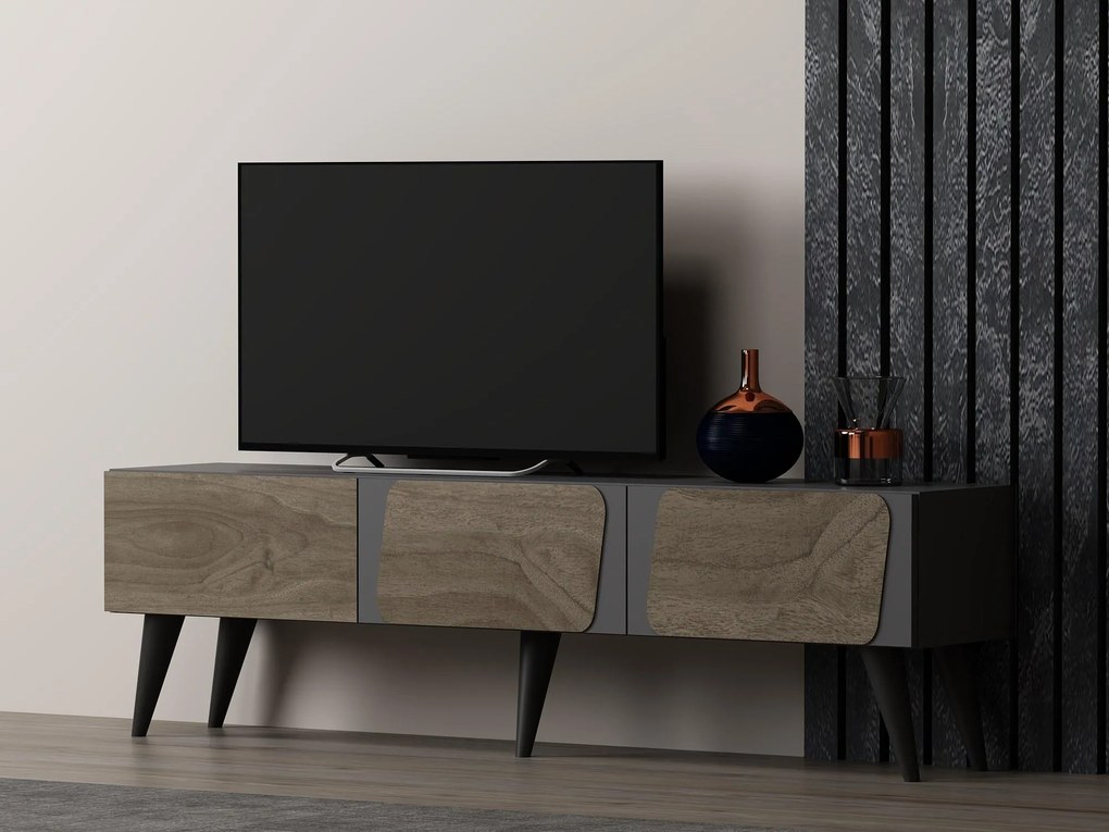 TV stolík/skrinka Sepiva (antracit + orech) . Akcia -20%. Vlastná spoľahlivá doprava až k Vám domov. 1095261
