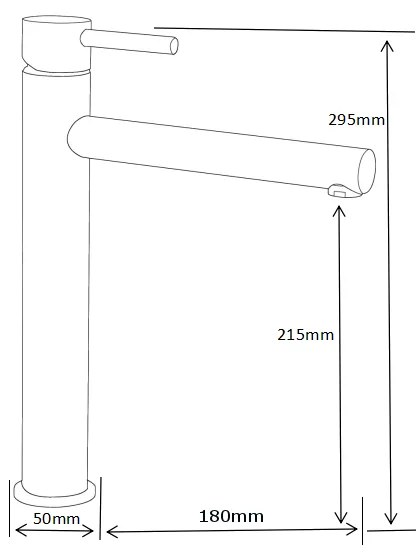 Mexen Elba, vysoká umývadlová batéria h-295, čierna matná, 74110-70