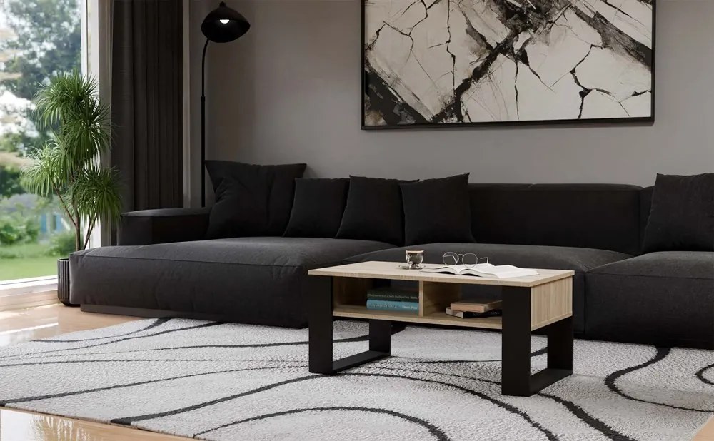 Konferenčný stolík Lawa MODERN 2P dub sonoma/čierna