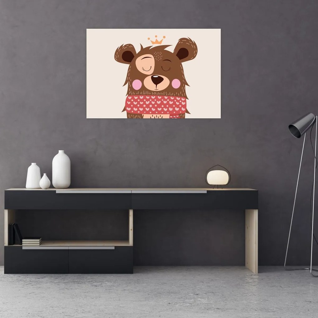 Obraz - Medvedík s červeným šálom (90x60 cm)