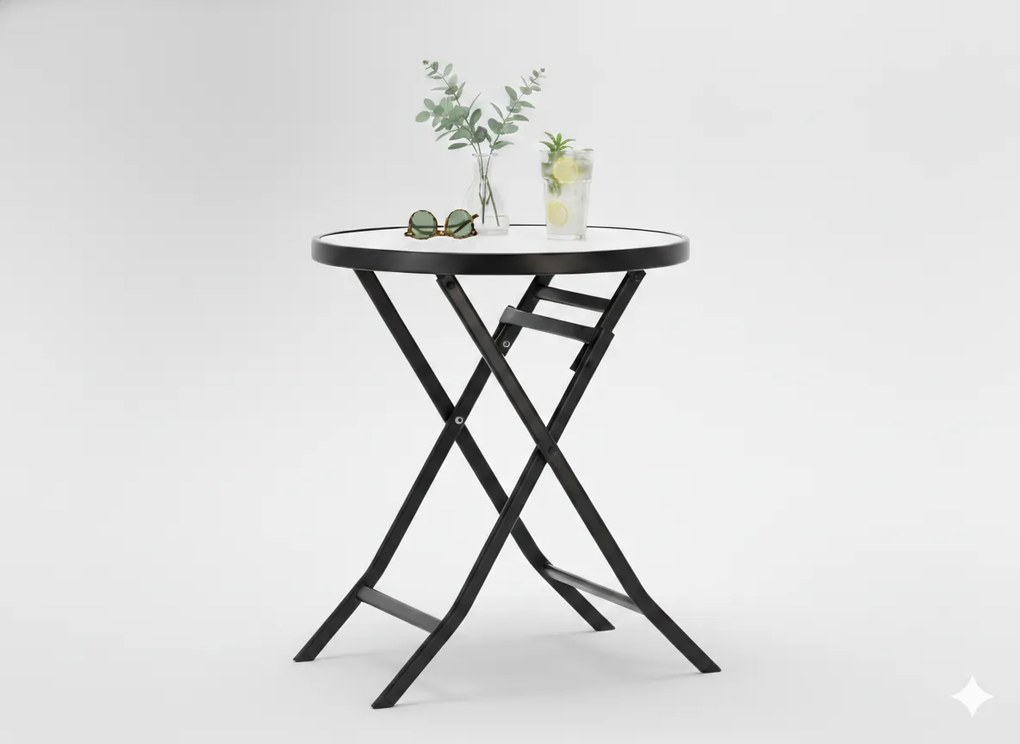 CH Okrúhly skladací stolík Darsy - čierny