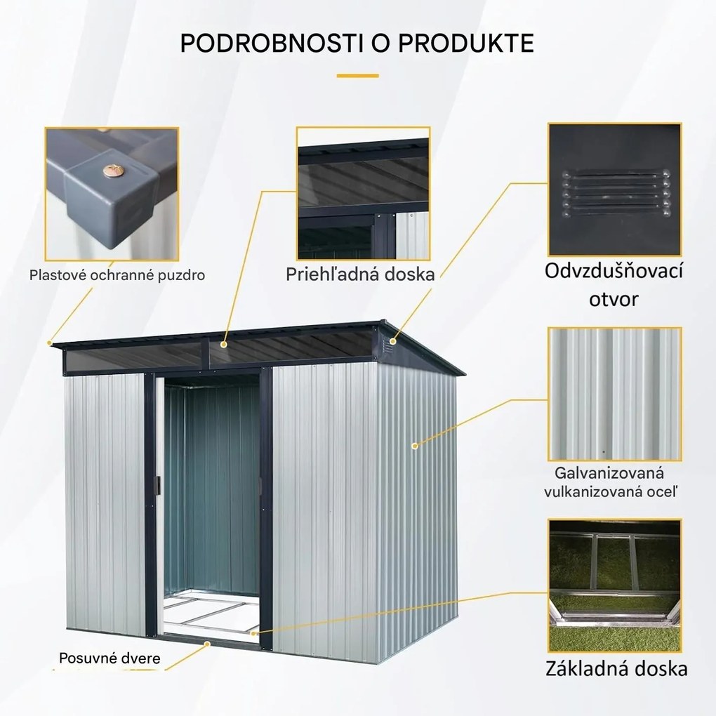 InternetovaZahrada - Furnigo Záhradný domček 196x122x180 cm - sivý