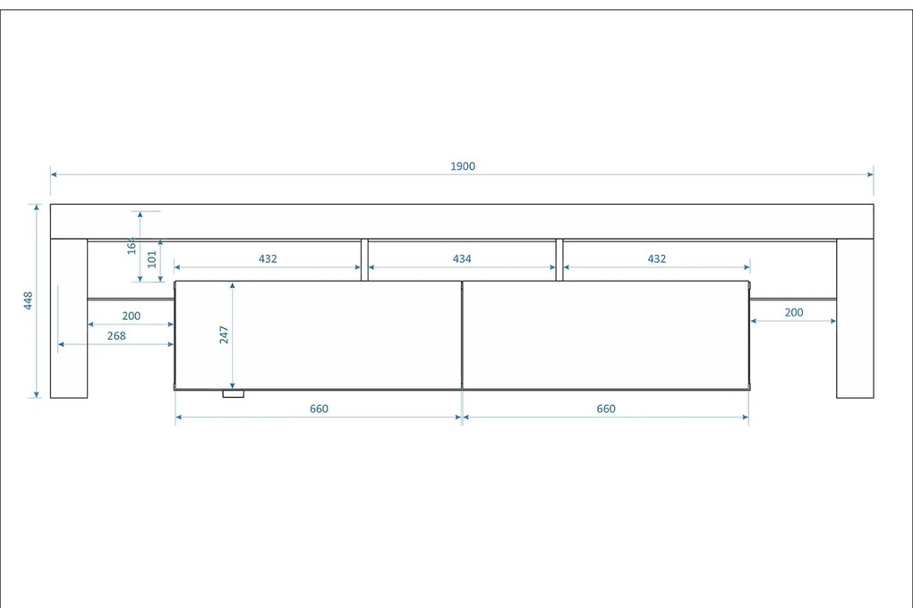 moderná TV skrinka Vera 190 cm - Biely lesk
