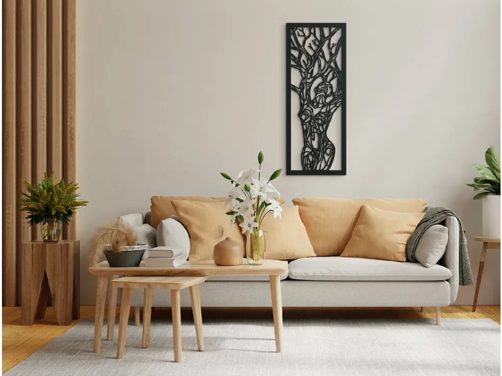 drevko Moderný umelecký obraz Žena a strom Rozmer obrazu: 44,5 x 17,5 cm, Farba dekorácie: Čierna