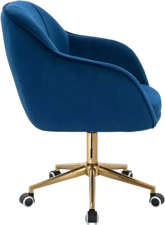 LuxuryForm DESIGN Stolička AVOLA VELUR na zlatej podstave s kolieskami - modrá
