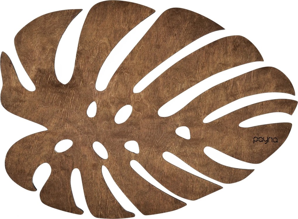 Sada 6 ks dřevěných prostírání WOODY MONSTERA ořech