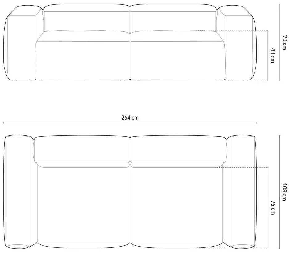 Zelená pohovka 264 cm Bergamo – Cosmopolitan Design
