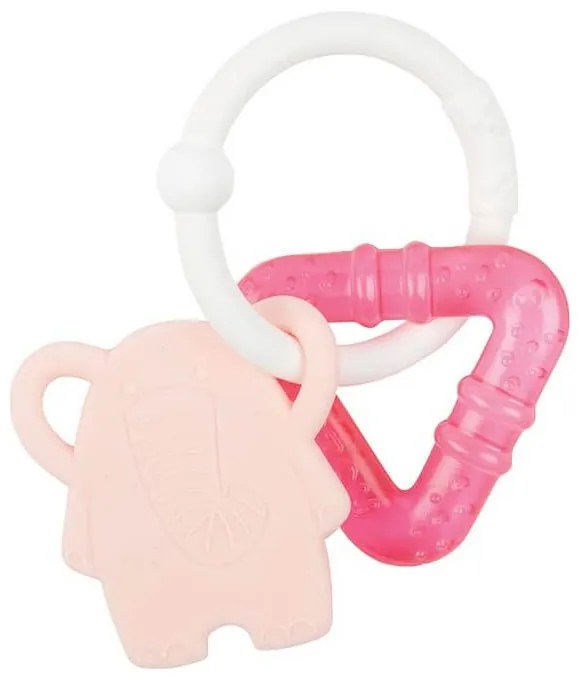 Hryzačka silikónová s chladiacou časťou bez BPA ružový sloník