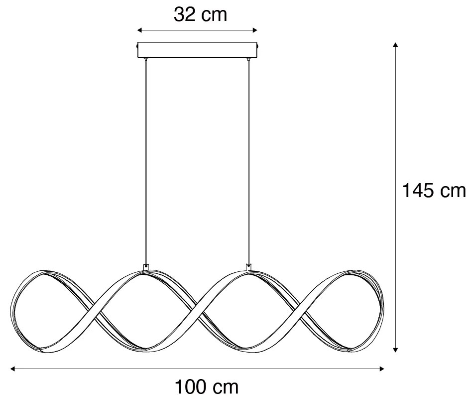 Dizajnové závesné svietidlo čierne 100 cm vrátane LED 3-krokového stmievania - Wokkel