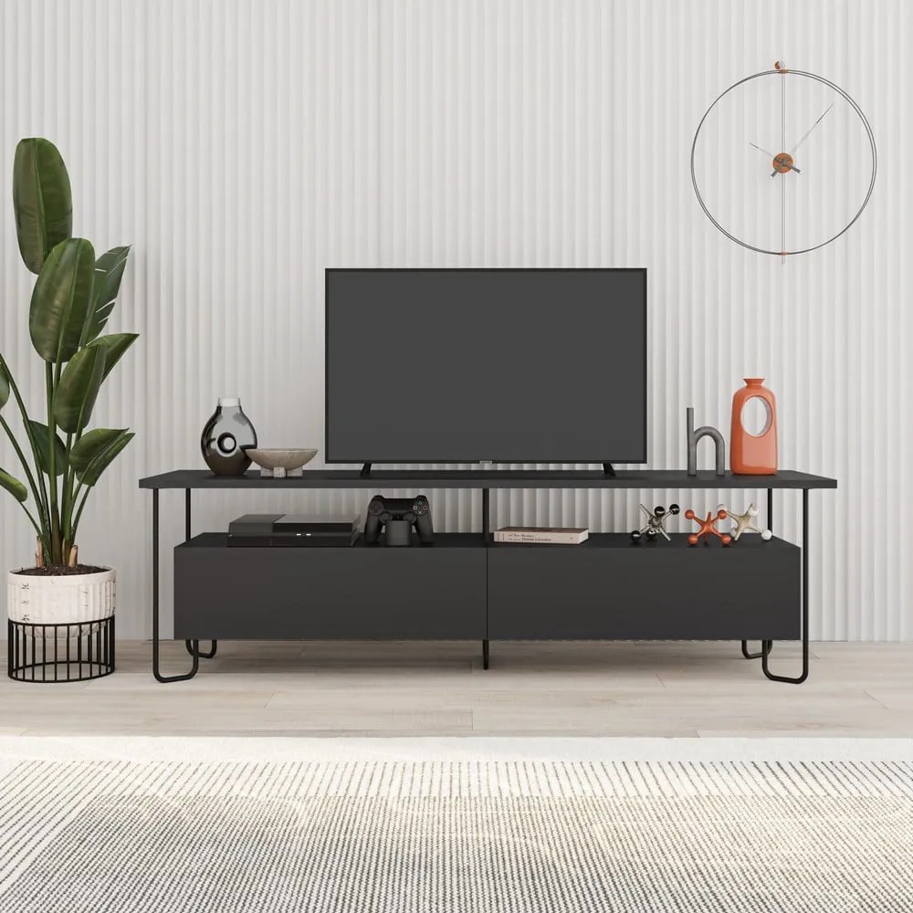 Čierny TV stolík 150x45 cm Dilly – Marckeric