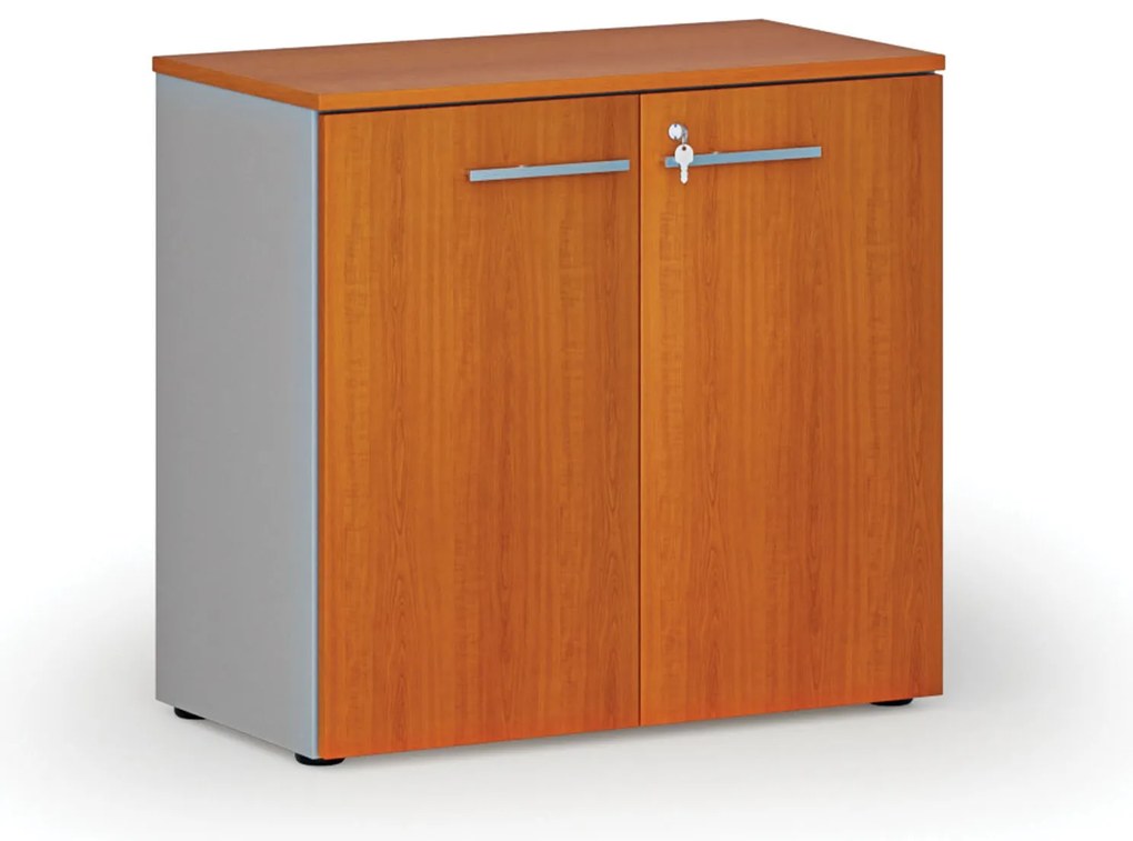 Kancelárska skriňa s dverami PRIMO GRAY, 800 x 420 x 740 mm, sivá/čerešňa